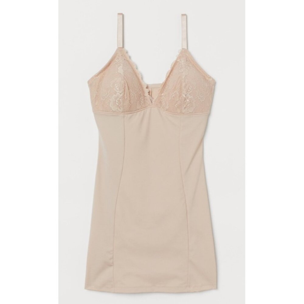 NWOT H&M lace Shaping Slip in light beige with padded cups women's plus 3XL